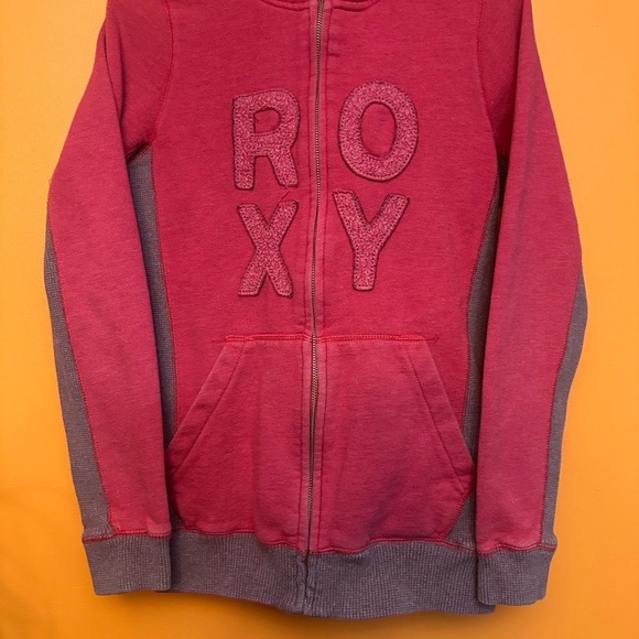 Roxy Gray and Red Zip-Up Sweatshirt Hoodie - Picture 1 of 5